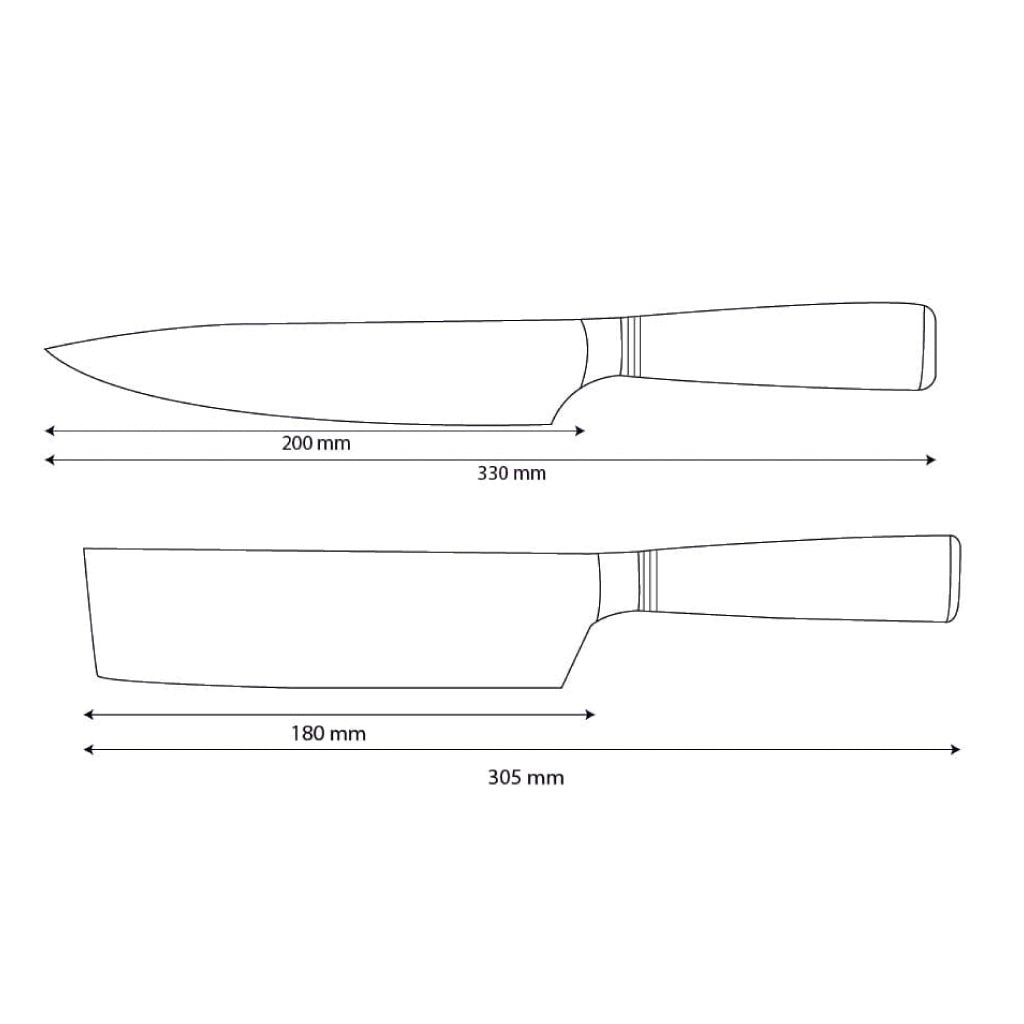 Shinrai Knives - Micarta Jewels 2-Piece Damascus Knife Set - Chef's Knife + Nakiri
