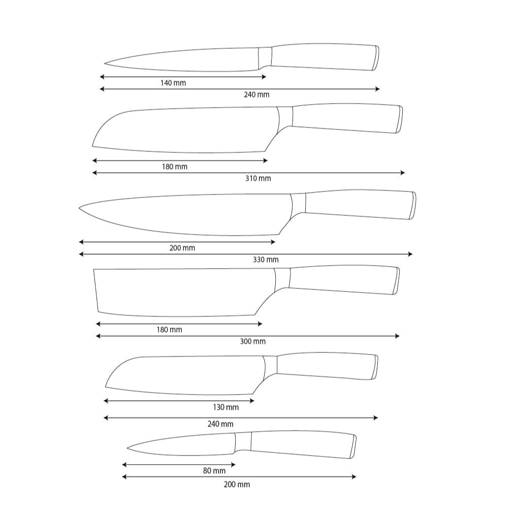 Shinrai Knives - Hammered Stainless Steel 6-piece Knife Set