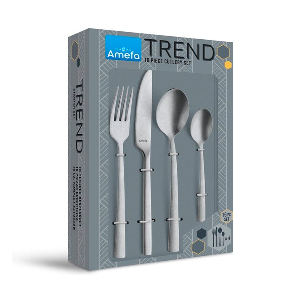 Amefa - Stonewash Stainless Steel 16-pc set in trend box - stainless steel Amefa