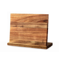 Hammered RVS 6-delige Messenset + Acacia houder dubbelzijdig Messenset met blok Shinrai Knives