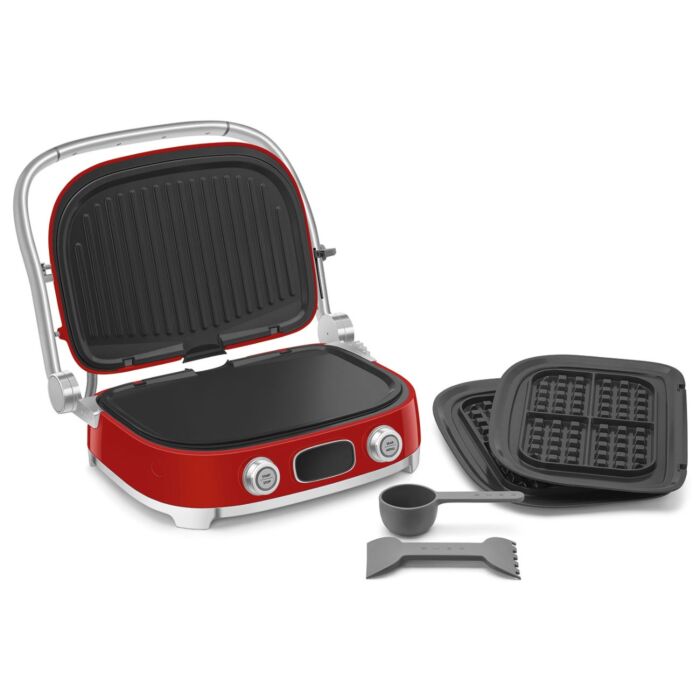 Smeg - Multifunctionele Grill | Rood | Jaren 50 | Contactgrill