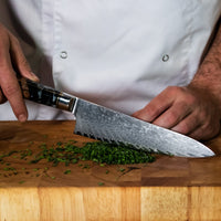 Shinrai Japan - Epoxy Onyx 6-delige Damascus Messenset + Magnetisch Messenblok Dubbelzijdig - Zwart Messenset met blok Shinrai Japan