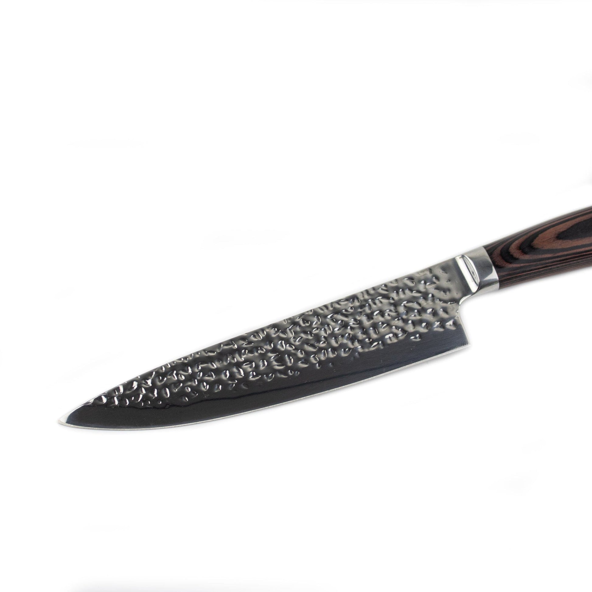 Shinrai Japan - Hammered RVS 6-delige Messenset + Magnetisch Messenblok Dubbelzijdig - Zwart Shinrai Japan