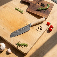 Shinrai Knives - Akari Damascus Print Santoku mes 13 cm Santokumes Shinrai Knives