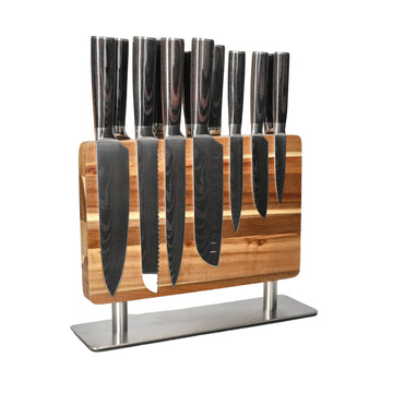 Shinrai Knives - Damascus Print 14-delige Messenset - Master collection XL set + Blok Messenset met blok Shinrai Knives