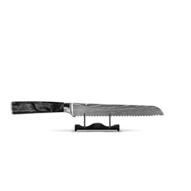 Shinrai Knives - Damascus Print Epoxy Onyx Bread Knife 20 cm Shinrai Knives - Damascus Print Epoxy Onyx 4-delige Messenset - Koksmes + Broodmes + Nakiri + Schilmes Messenset Shinrai Knives