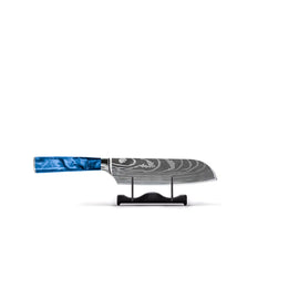 Shinrai Knives - Damascus Print Epoxy Sapphire Santoku knife 13 cm Shinrai Knives - Damascus Print Epoxy Sapphire Santoku mes 13 cm Santokumes Shinrai Knives