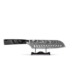 Shinrai Knives - Damascus Print Onyx Epoxy Santoku knife 18cm Shinrai Knives - Damascus Print Onyx Epoxy Santoku mes 18cm Santokumes Shinrai Knives