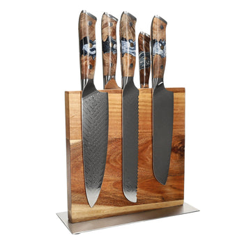 Shinrai Knives - Eclipse 6-delige Messenset + Messenblok Cito dubbelzijdig Messenset met blok Shinrai Knives