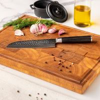Couteaux Shinrai - Coffret de 2 couteaux en acier damassé martelé BR - Couteau de chef + couteau Santoku