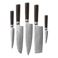 Shinrai Knives - Hammered Damast BR Mega Bundel - All you need Messenset met blok, snijplank en slijpsteen Shinrai Knives