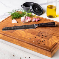 Couteaux Shinrai - Coffret de 3 couteaux en acier inoxydable martelé - Couteau de chef + Couteau à pain + Couteau d'office