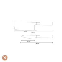 Couteaux Shinrai - Ensemble de couteaux Damas Kurayami 2 pièces - Nakiri + Couteau d'office Ensemble de couteaux Couteaux Shinrai