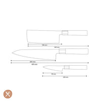 Shinrai Knives - Kurayami 3-delige Damascus Messenset - Koksmes + Nakiri + Schilmes Messenset Shinrai Knives