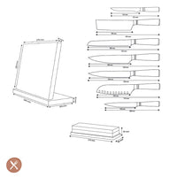 Couteaux Shinrai - Ensemble de 7 couteaux Micarta Jewels + Bloc à couteaux + Pierre à aiguiser. Ensemble de couteaux comprenant un bloc, une planche à découper et une pierre à aiguiser. Couteaux Shinrai