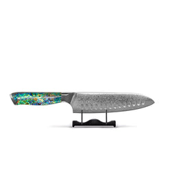 Shinrai Knives - Mother of Pearl Jewels Damascus Santoku knife 18 cm Shinrai Knives - Parelmoer Jewels 5-delige Messenset + Messenblok Stans Messenset met blok Shinrai Knives
