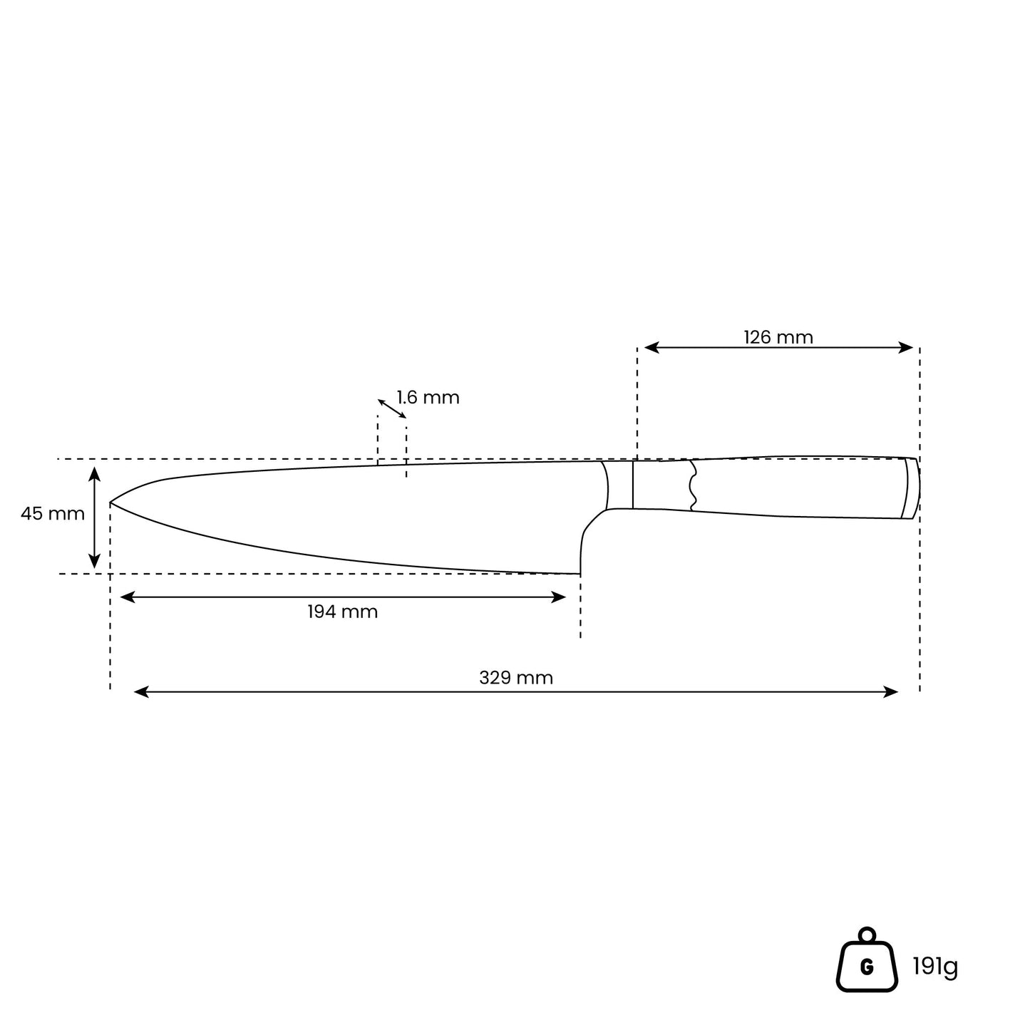 Epoxy Onyx - Damascus Koksmes 20 cm Shinrai Japan