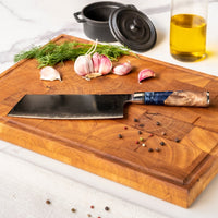 Epoxy Sapphire 6-delige Damascus Messenset + Acacia houder 1 Shinrai Japan