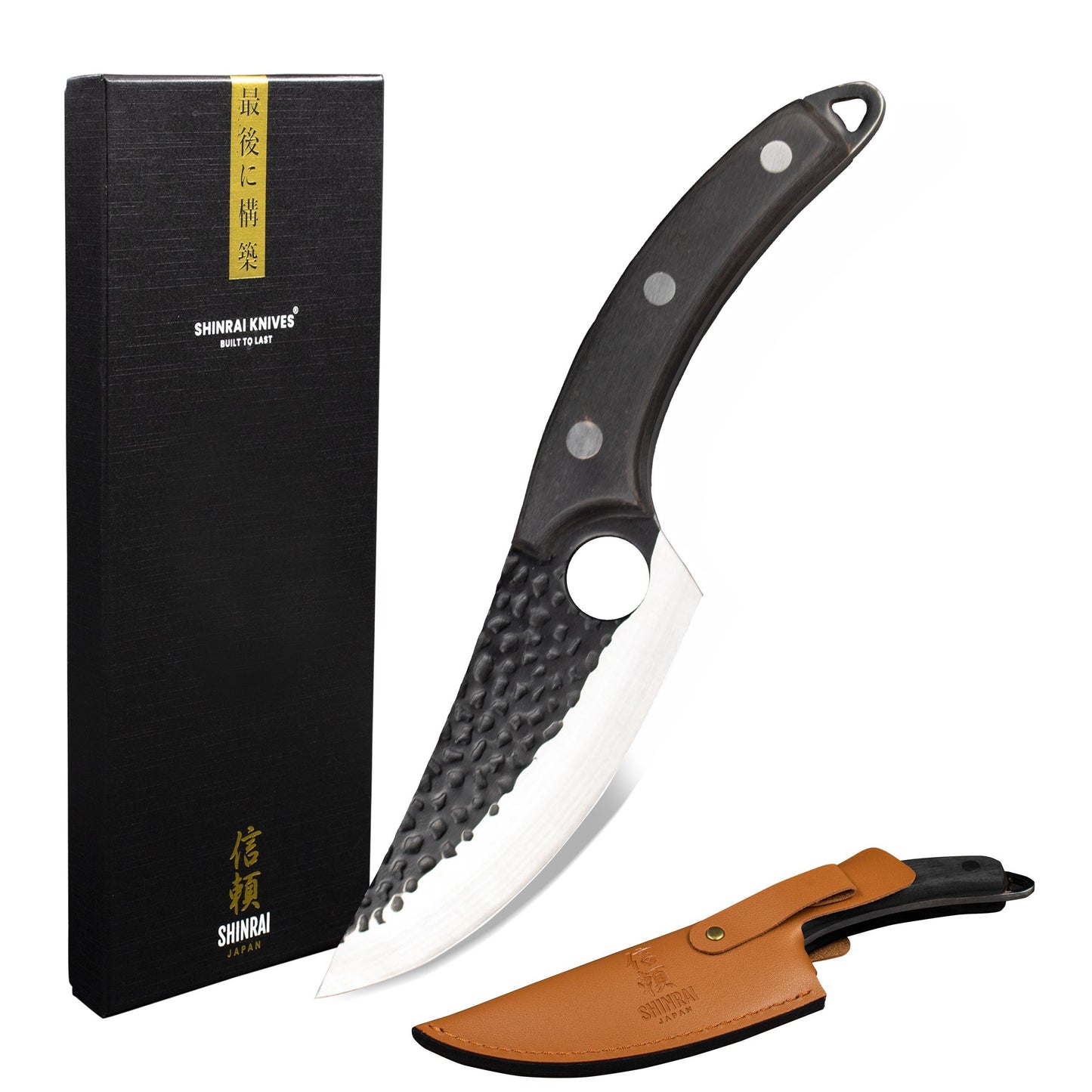 Hammered RVS Gladiator Series - Universeel Koksmes met holster KookGigant