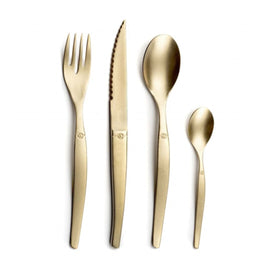 Lou Laguiole - Jet 16-piece Cutlery Set - Stonewash Champagne Lou Laguiole - 16-pc cutlery set in craft box - stonewash champagne PVD Bestekset Lou Laguiole