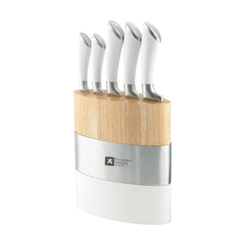 Richardson Sheffield - Fusion 5 Piece Knife Set with Block - White and Wood Richardson Sheffield - FUSION 5 pc knife block - white Messenset met blok Richardson Sheffield