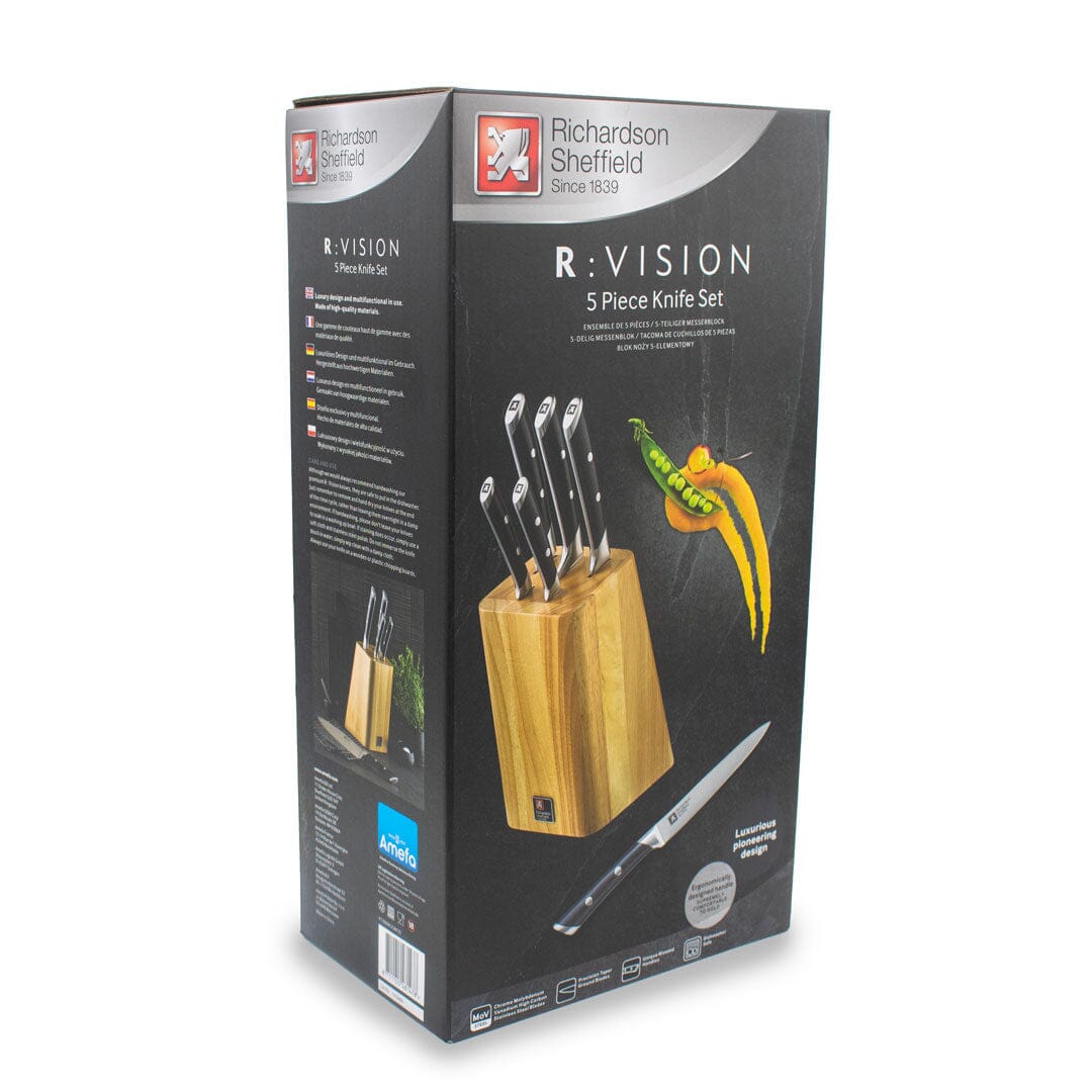 Richardson Sheffield - R Vision 5-Delige Messenset met Blok - Hout Messenset met blok Richardson Sheffield