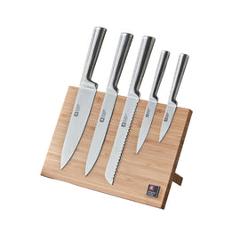 Richardson Sheffield - Visage 5-Piece Knife Set with Magnetic Knife Holder - Bamboo Richardson Sheffield - Visage 5pc knife block set Messenset met blok Richardson Sheffield