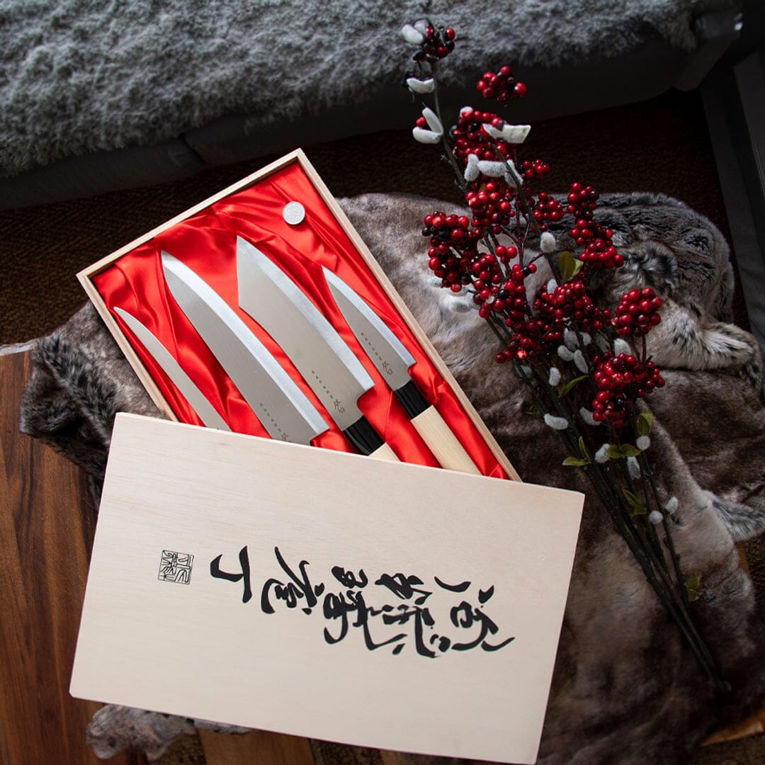 Satake - Japanse 4 delige messenset Magnolia Wood Messensets Satake