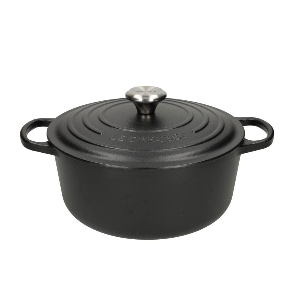 LeCreuset - Roast- / Stew pan Signature round Matte Black 24cm 4.2l (black interior)