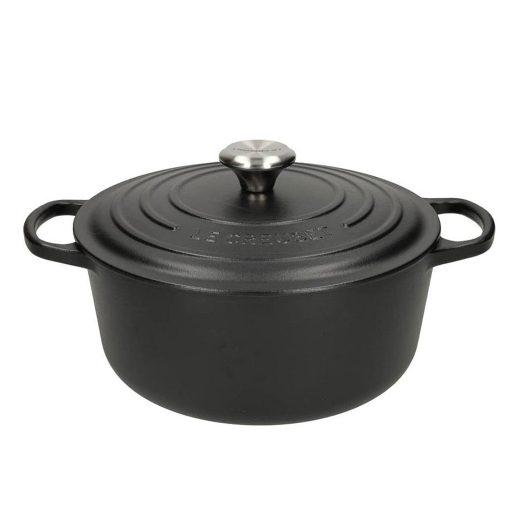 LeCreuset - Rôti- / Faitout Signature rond Noir Mat 24cm 4,2l (intérieur noir)