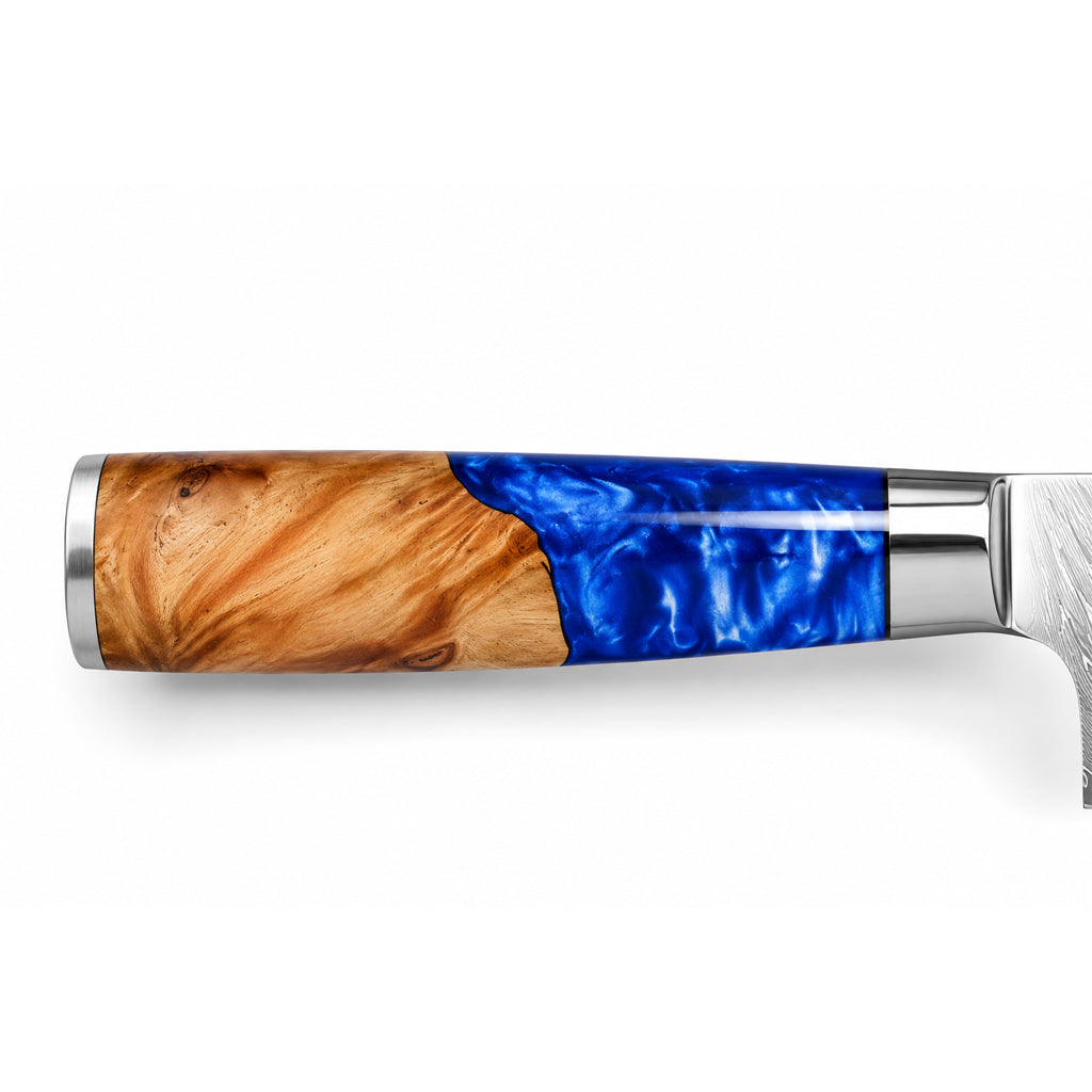 Shinrai Knives - Epoxy Sapphire Damascus Chef's Knife 20 cm