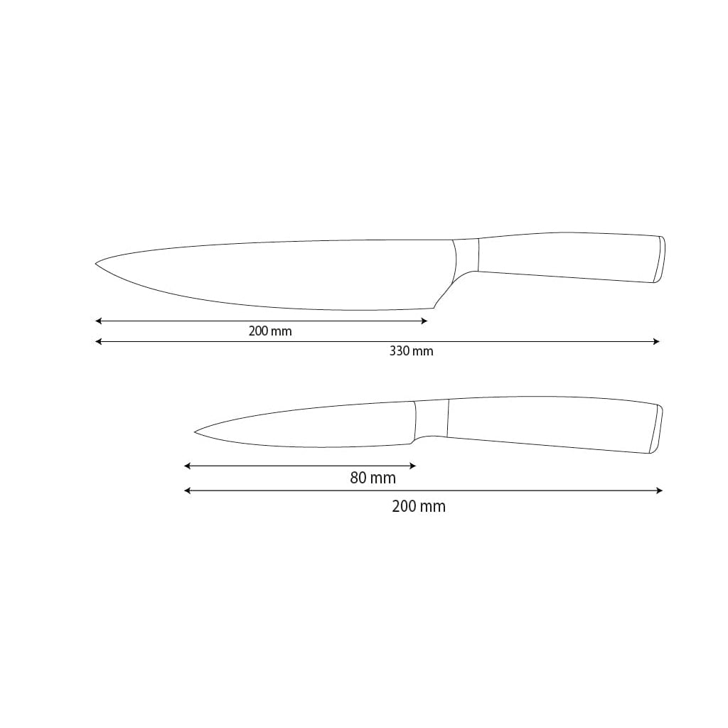 Shinrai Knives - Hammered Stainless Steel 2-Piece Knife Set - Chef's Knife + Paring Knife