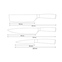 Shinrai Knives - Ensemble de 3 couteaux en acier inoxydable martelé - Couteau de chef + Nakiri + Couteau d'office