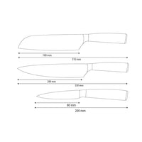 Shinrai Knives - Hammered Stainless Steel 3-Piece Knife Set - Chef's Knife + Santoku + Paring Knife