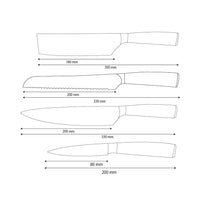 Shinrai Knives - Hammered Stainless Steel 4-Piece Knife Set - Chef's Knife + Bread Knife + Nakiri + Paring Knife
