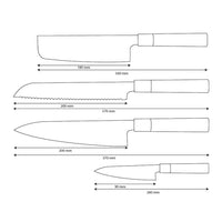 Couteaux Shinrai - Ensemble de couteaux Damas 4 pièces Takumi Kaza - Couteau de chef + Couteau à pain + Nakiri + Couteau d'office