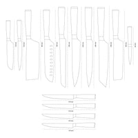 Shinrai Knives - Ensemble de 14 couteaux imprimés Damas - Ensemble Master Collection XXL