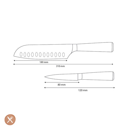 Couteaux Shinrai - Ensemble de 2 couteaux en résine époxy et onyx imprimé Damas - Santoku + couteau d&#39;office