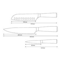 Couteaux Shinrai - Ensemble de 3 couteaux en résine époxy et saphir imprimé Damas - Couteau de chef, Santoku et couteau d'office