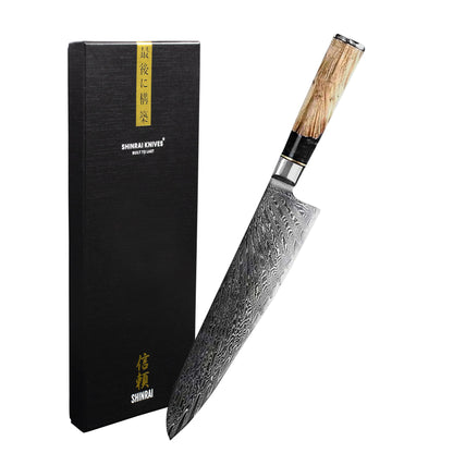 Shinrai Knives - Epoxy Onyx Damascus Chef's Knife 20 cm