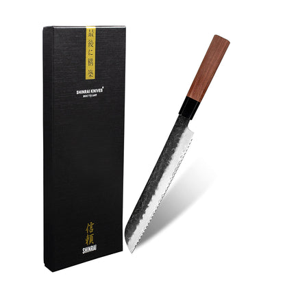 Shinrai Japon - Couteau à pain Kurayami Damas 20 cm
