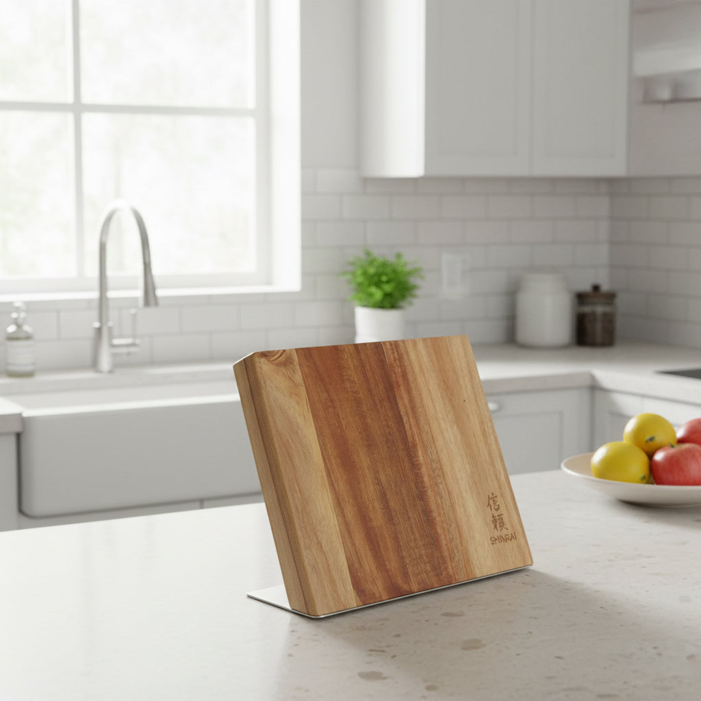 Shinrai Knives - Magnetic Knife Block Cito Single Sided - Acacia Wood