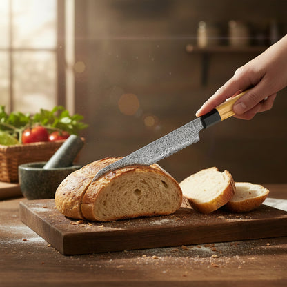 Shinrai Japon - Couteau à Pain Takumi Kaza Damas 20 cm