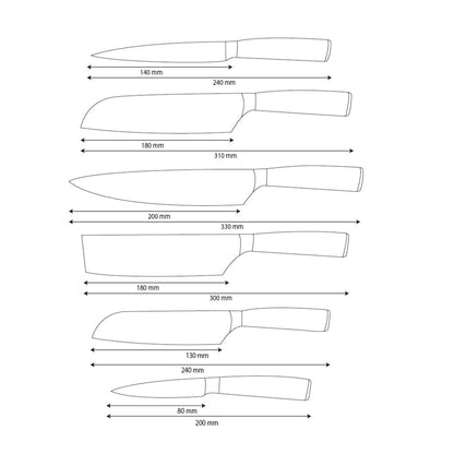 Shinrai Knives - Hammered Stainless Steel 6-piece Knife Set