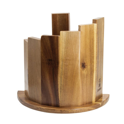 Shinrai Knives - Damascus Print Onyx Epoxy 9-piece Knife Set + Magnetic Knife Block Scalae - Acacia wood