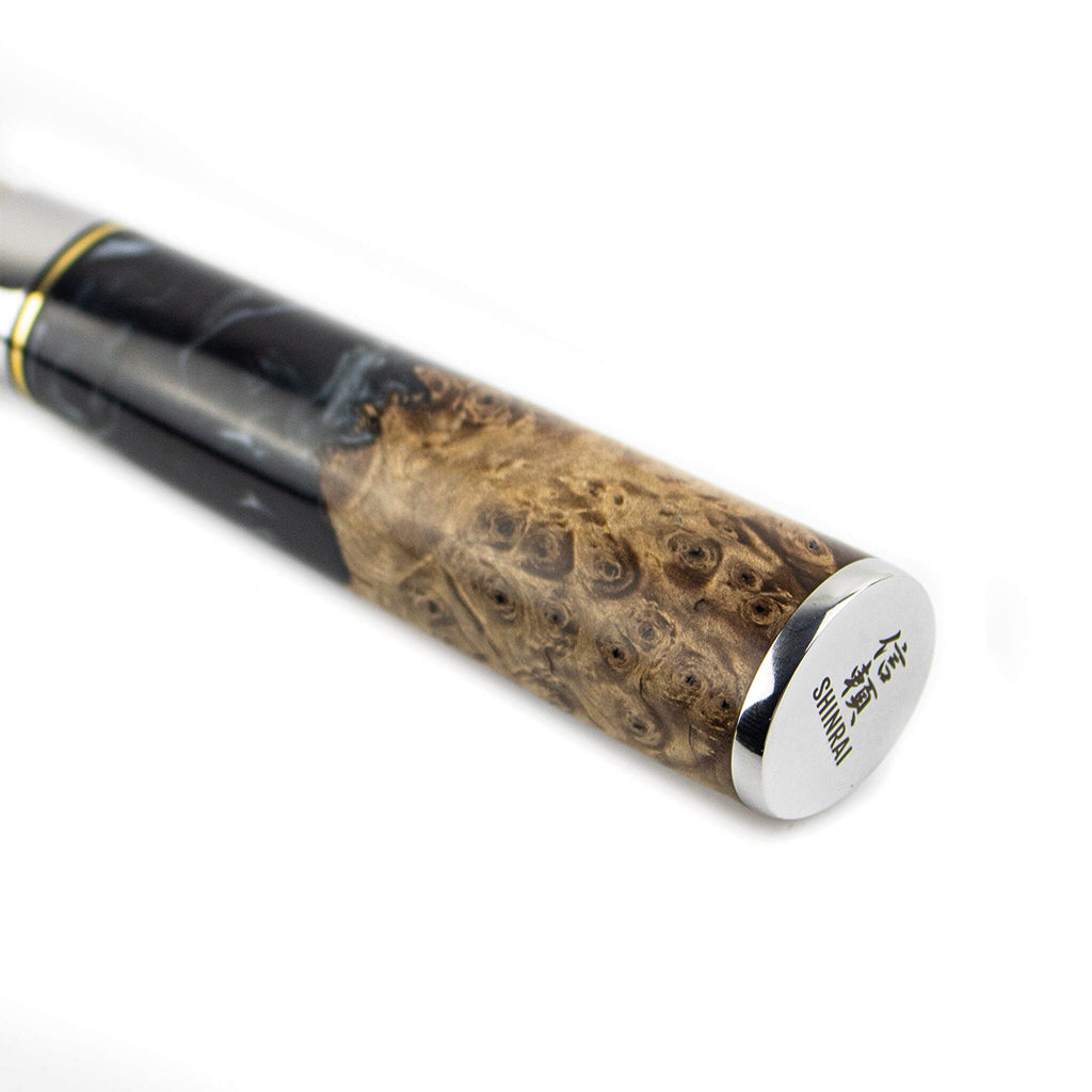 Shinrai Japan - Ensemble de couteaux Damas 6 pièces Epoxy Onyx + bloc de couteaux magnétique Scalae - Bois d&#39;acacia