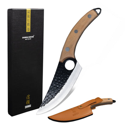 Shinrai Knives - 3 Brown Knives + Cutting Board