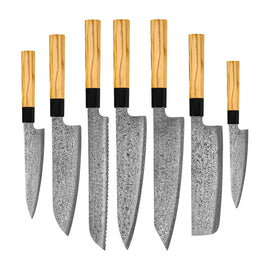 Shinrai Knives - Takumi Kaza 7-piece Damascus Knife Set