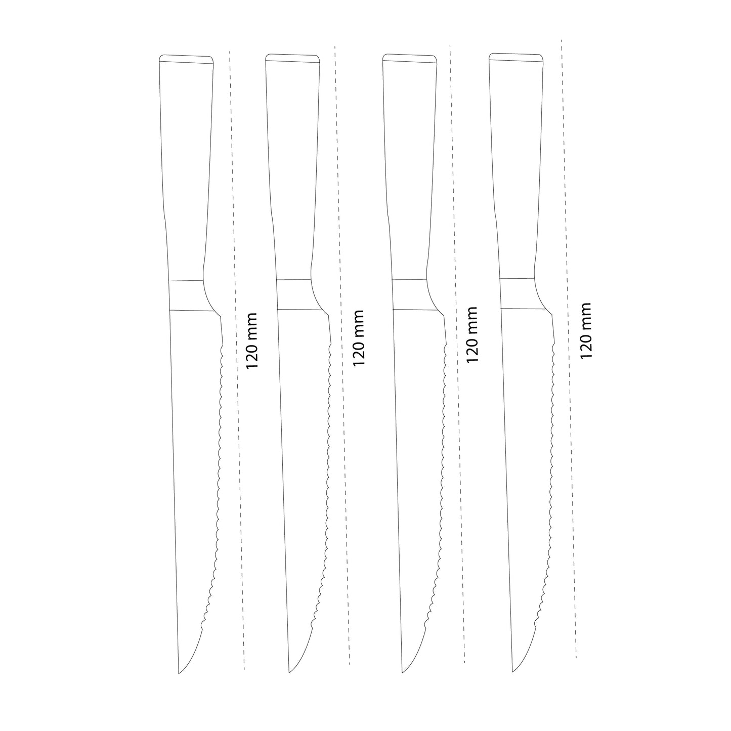 Shinrai Knives - Damascus Print 4 Steak knives 12 cm