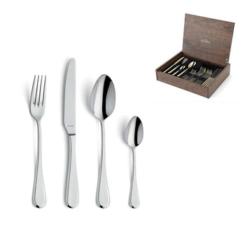 Amefa - Drift 24-delige Bestekset in Luxe Houten Kist- Zilver Bestekset Amefa 